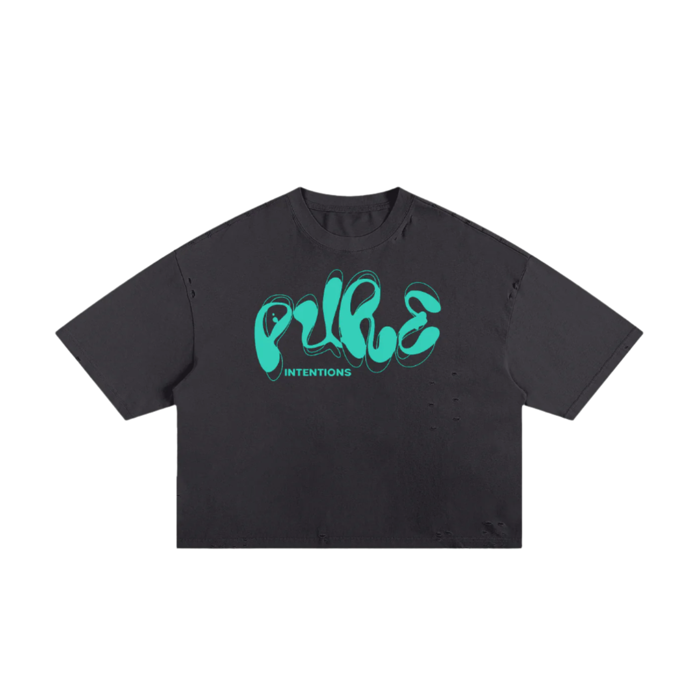 "PURE INTENTIONS" Classic Torn Boxy Tee