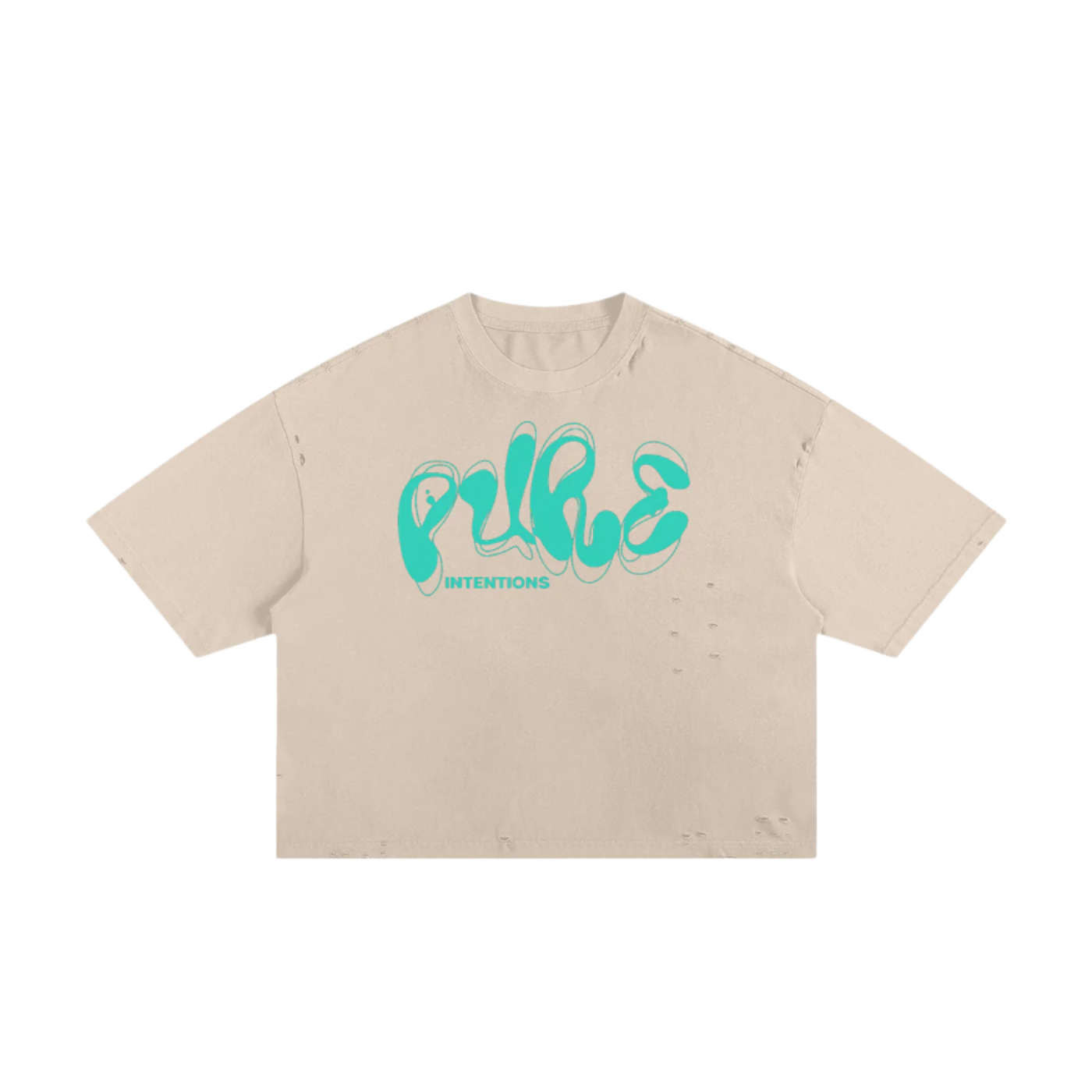 "PURE INTENTIONS" Classic Torn Boxy Tee