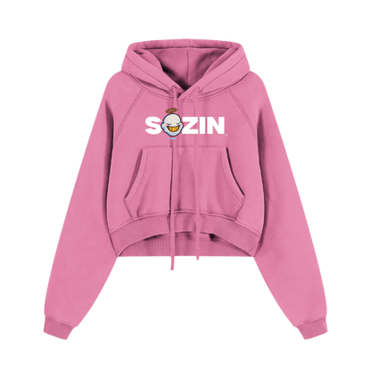 "BLESSED SOZIN" Snow Washed Cropped Hoodie (WOMENS)