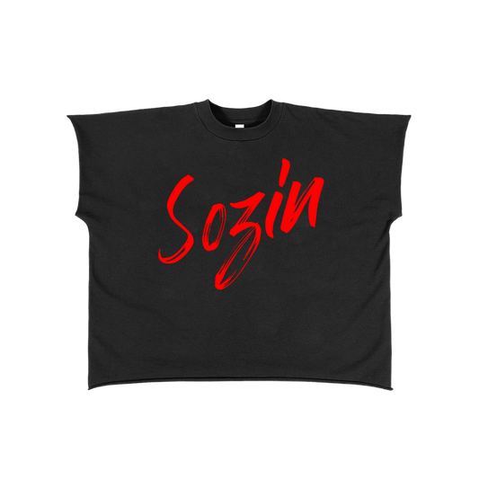 SOZIN© RAW EDGE BOXY CUT-SLEEVE TEE
