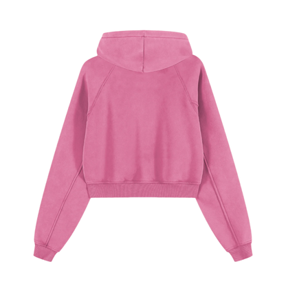 "BLESSED SOZIN" Snow Washed Cropped Hoodie (WOMENS)