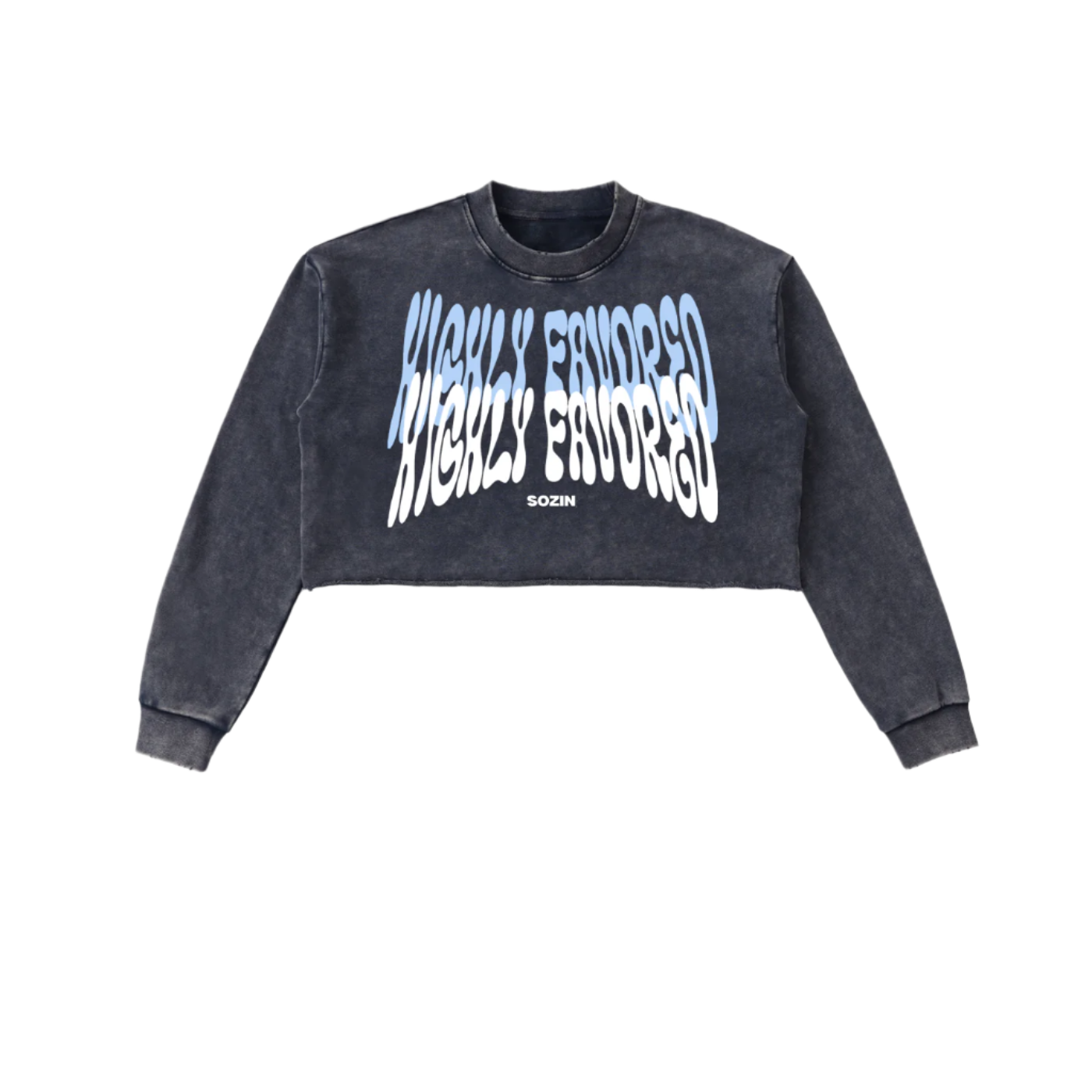 "HIGHLY FAVORED" Raw Edge Cropped Sweatshirt(WOMENS)