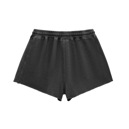 "SOZIN BRAND" Washed Raw Edge Drawstring Shorts(Red)(WOMENS)