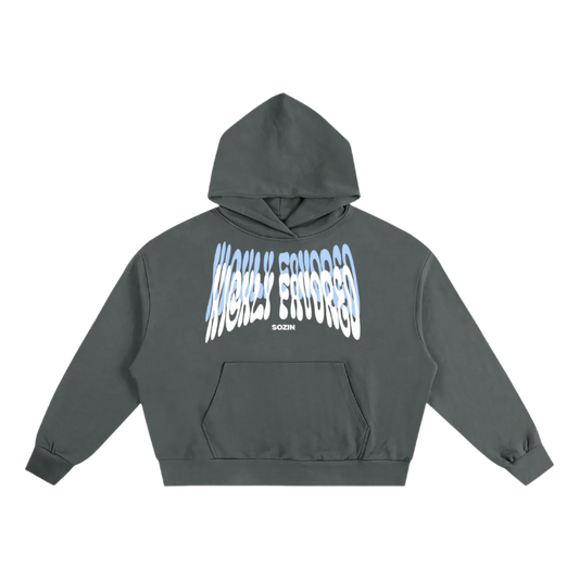 "HIGHLY FAVORED" Boxy Oversized Hoodie (GREY)