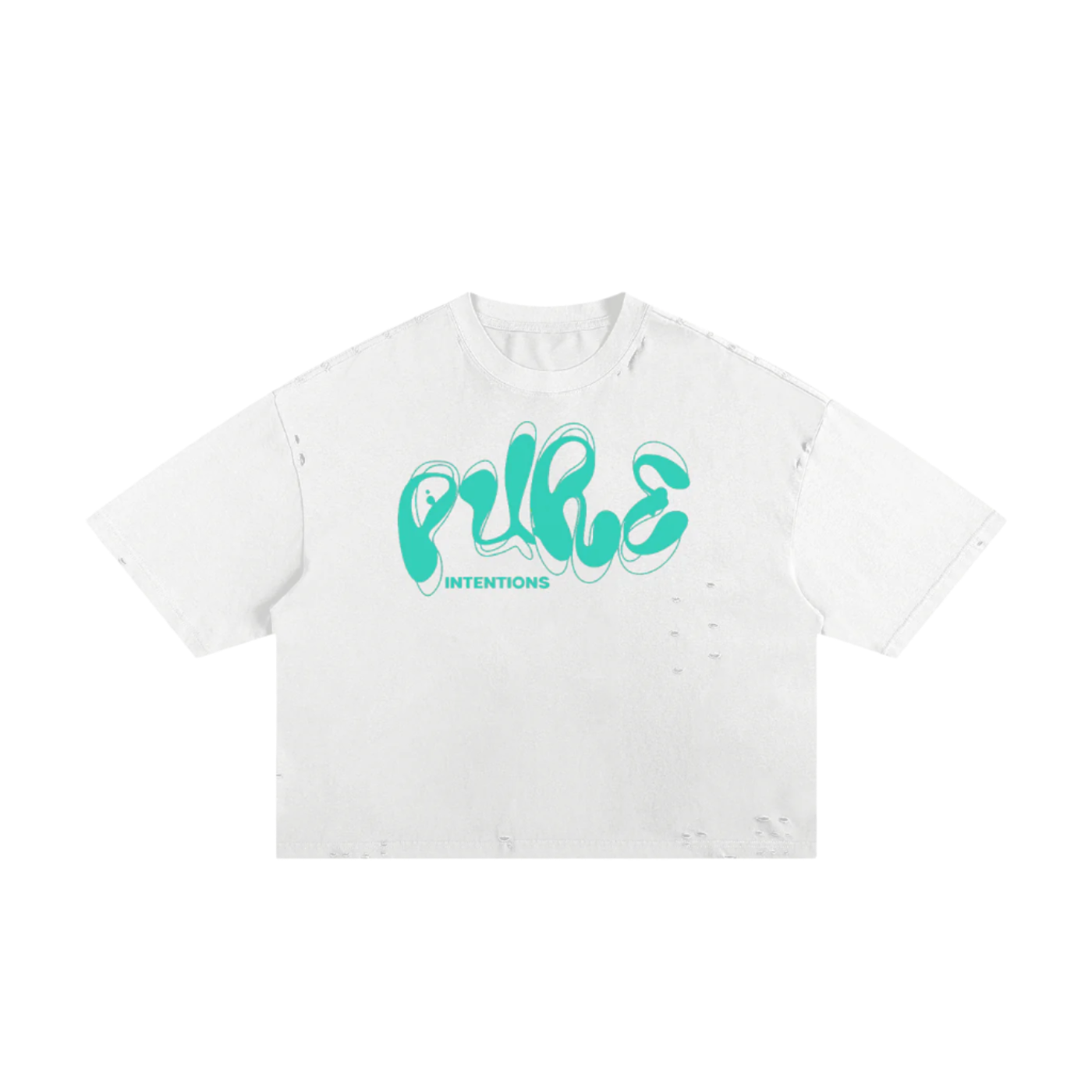 "PURE INTENTIONS" Classic Torn Boxy Tee