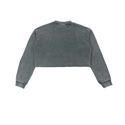 "HIGHLY FAVORED" Raw Edge Cropped Sweatshirt(WOMENS)