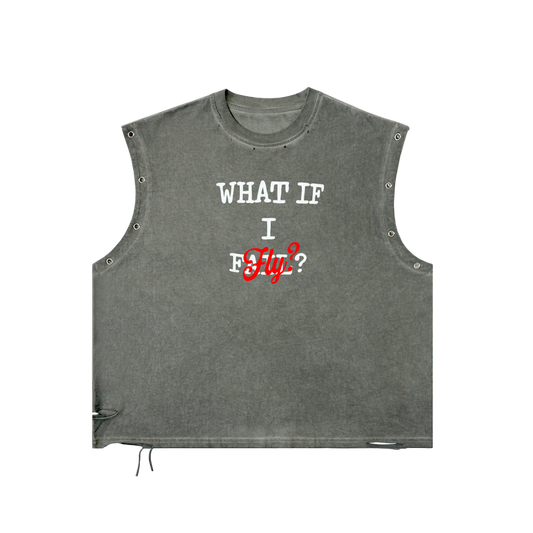 'WHAT IF I FLY?' DISTRESSED GROMMET TANK