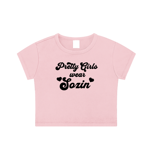 'PRETTY GIRLS' CROP TEE [PINK]