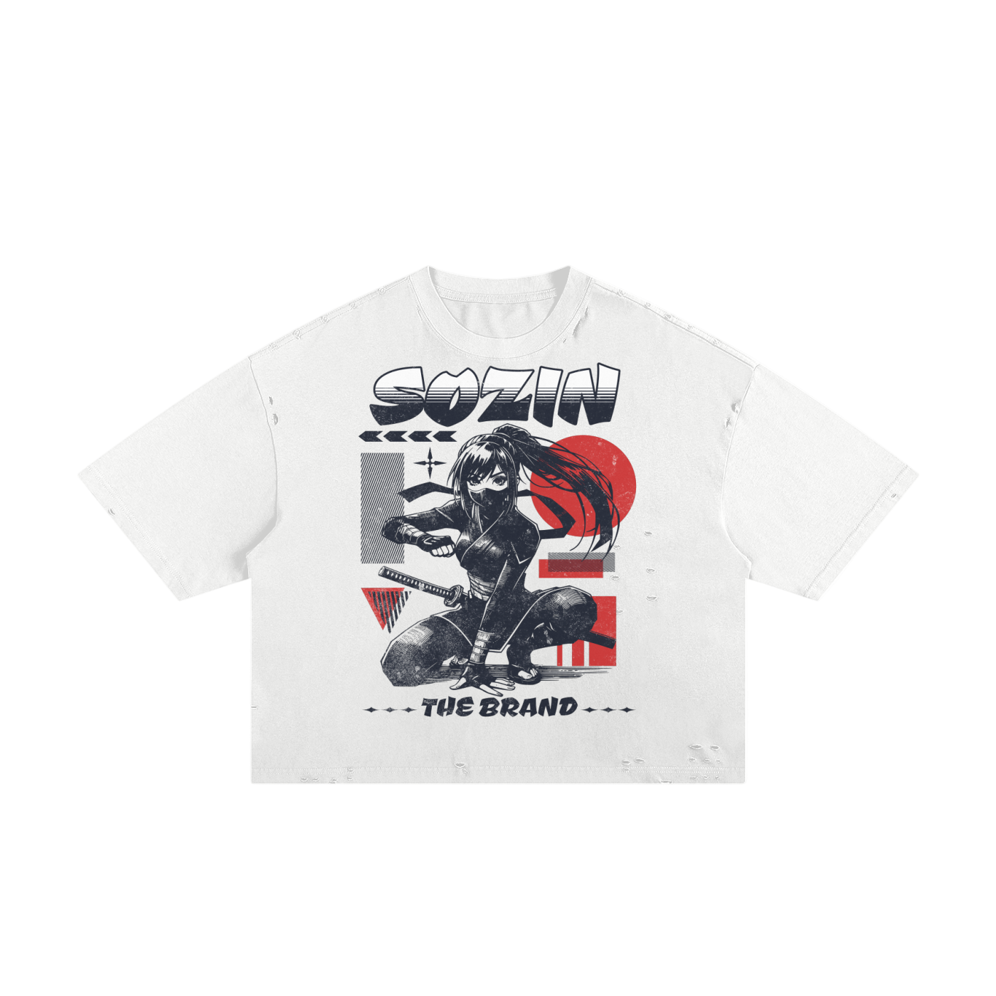 'KUNOICHI' FRAYED BOXY TEE