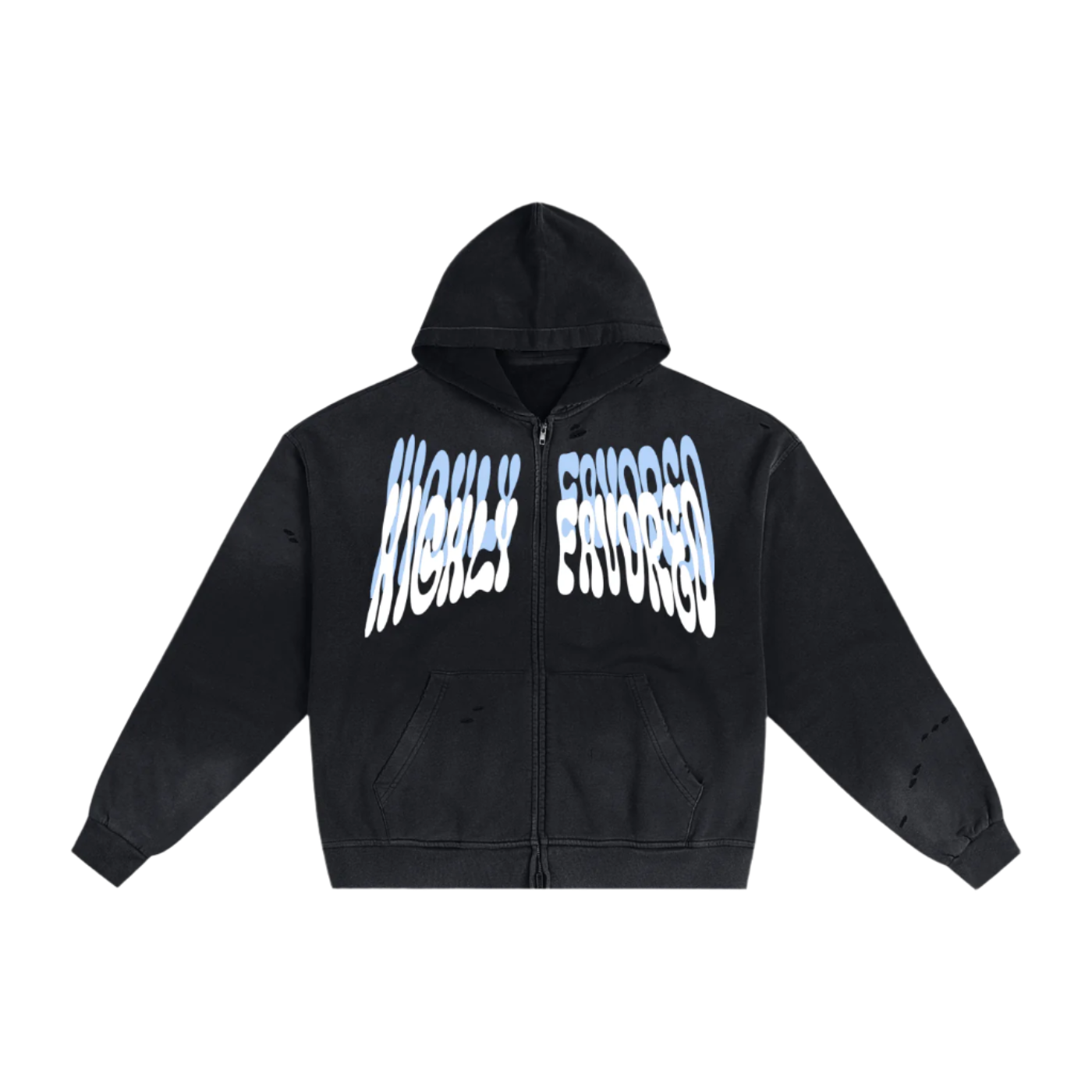 "HIGHLY FAVORED" double zip hoodie (Sunfade Black)
