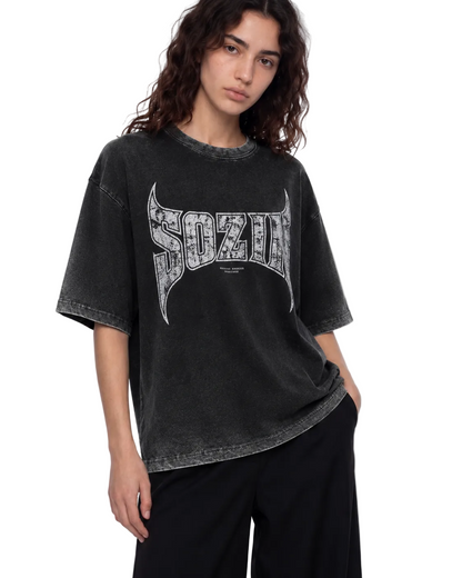 REVERSE DYED BRAND TEE - COAL BLACK -