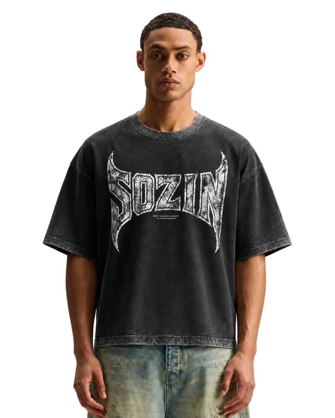 REVERSE DYED BRAND TEE - COAL BLACK -