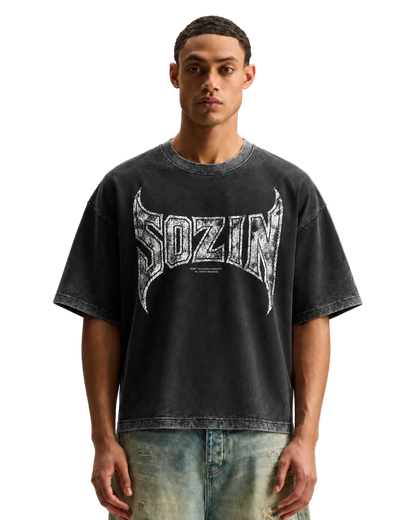 REVERSE DYED BRAND TEE - COAL BLACK -