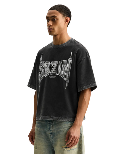 REVERSE DYED BRAND TEE - COAL BLACK -