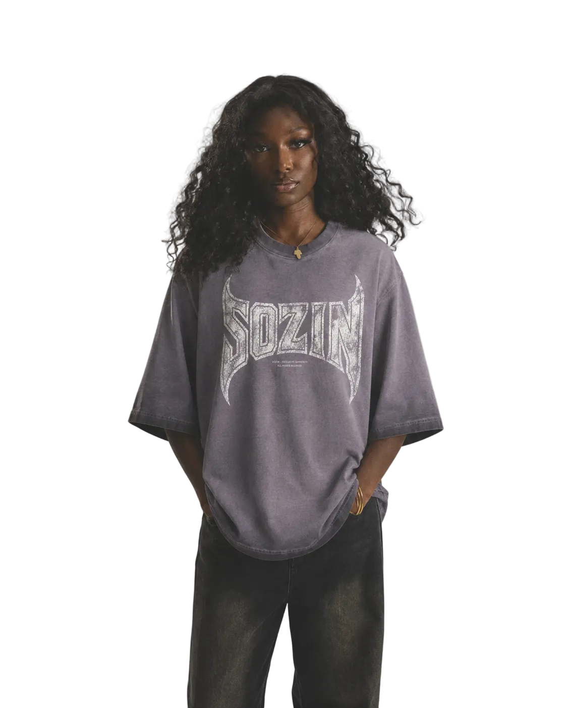REVERSE DYED BRAND TEE - ASH PURPLE -