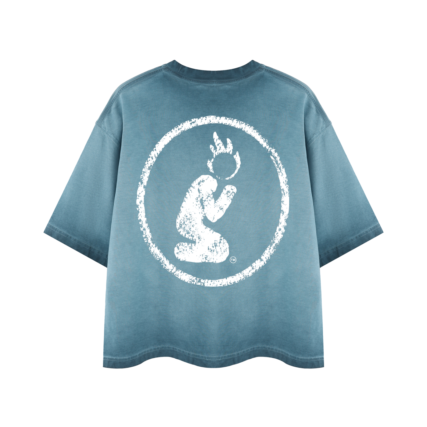 REVERSE DYED BRAND TEE - BLUE SAGE -