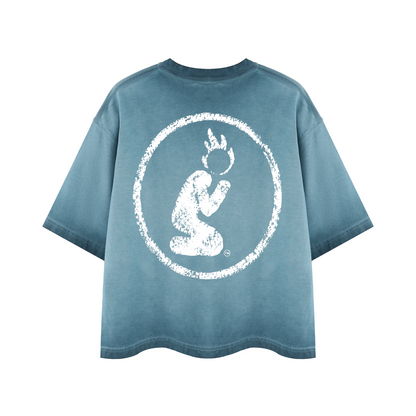 REVERSE DYED BRAND TEE - BLUE SAGE -