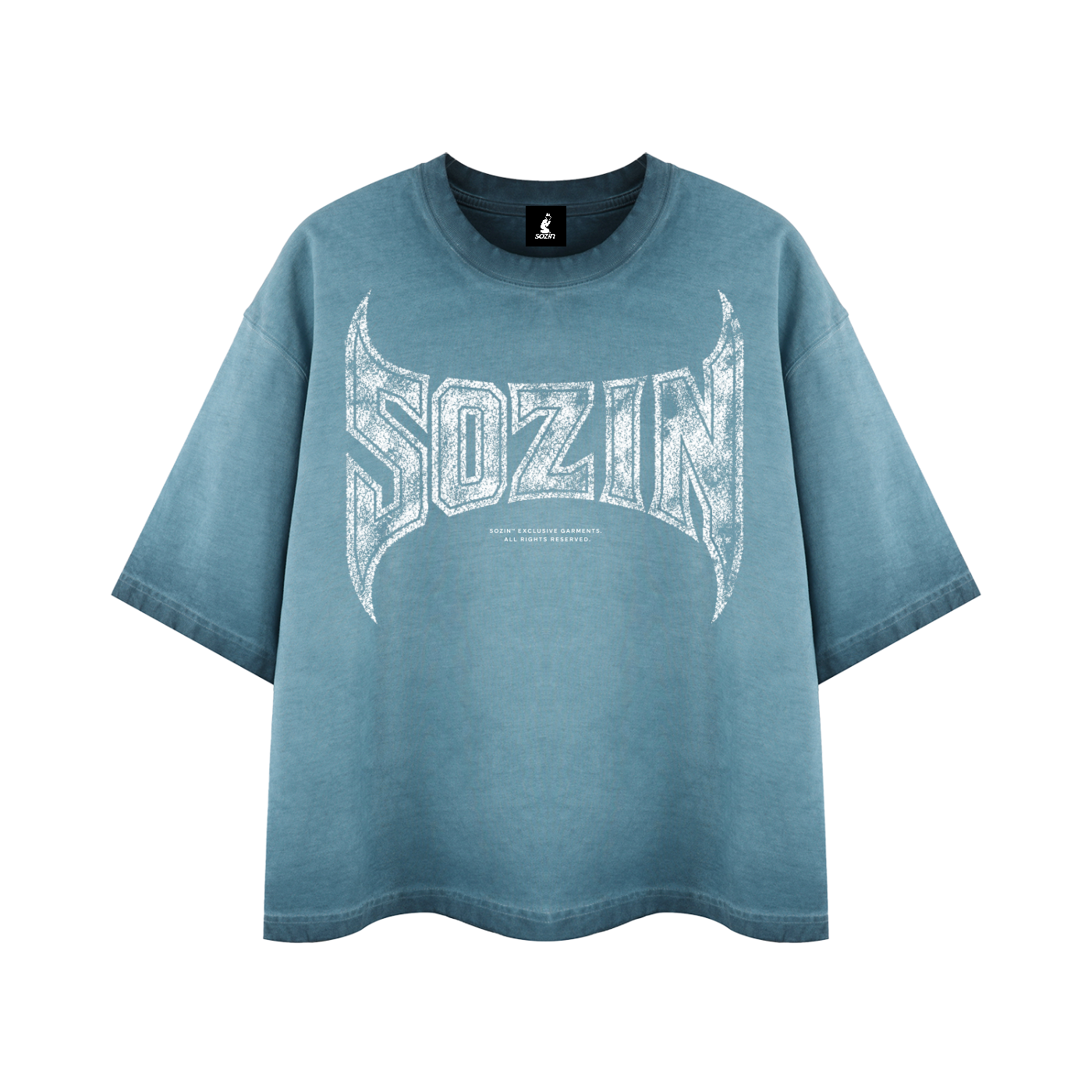 REVERSE DYED BRAND TEE - BLUE SAGE -