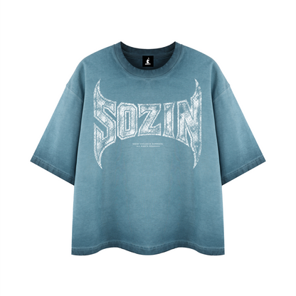 REVERSE DYED BRAND TEE - BLUE SAGE -