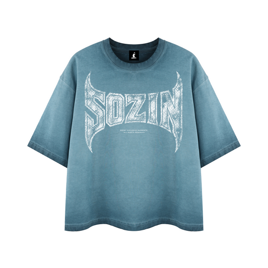 REVERSE DYED BRAND TEE - BLUE SAGE -