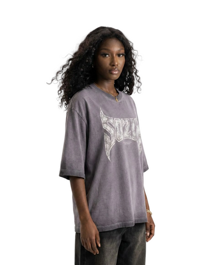 REVERSE DYED BRAND TEE - ASH PURPLE -