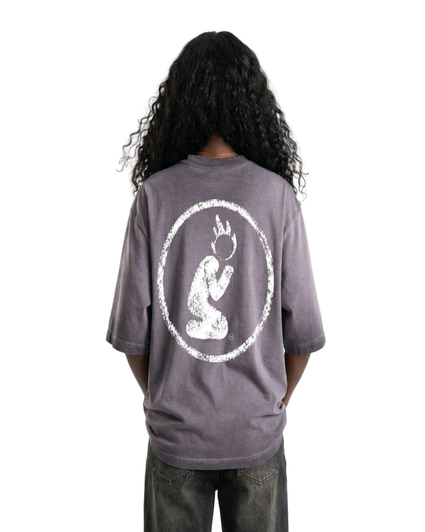 REVERSE DYED BRAND TEE - ASH PURPLE -