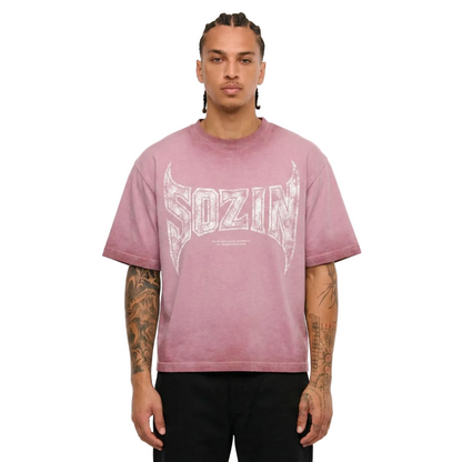 REVERSE DYED BRAND TEE - DUST PINK -