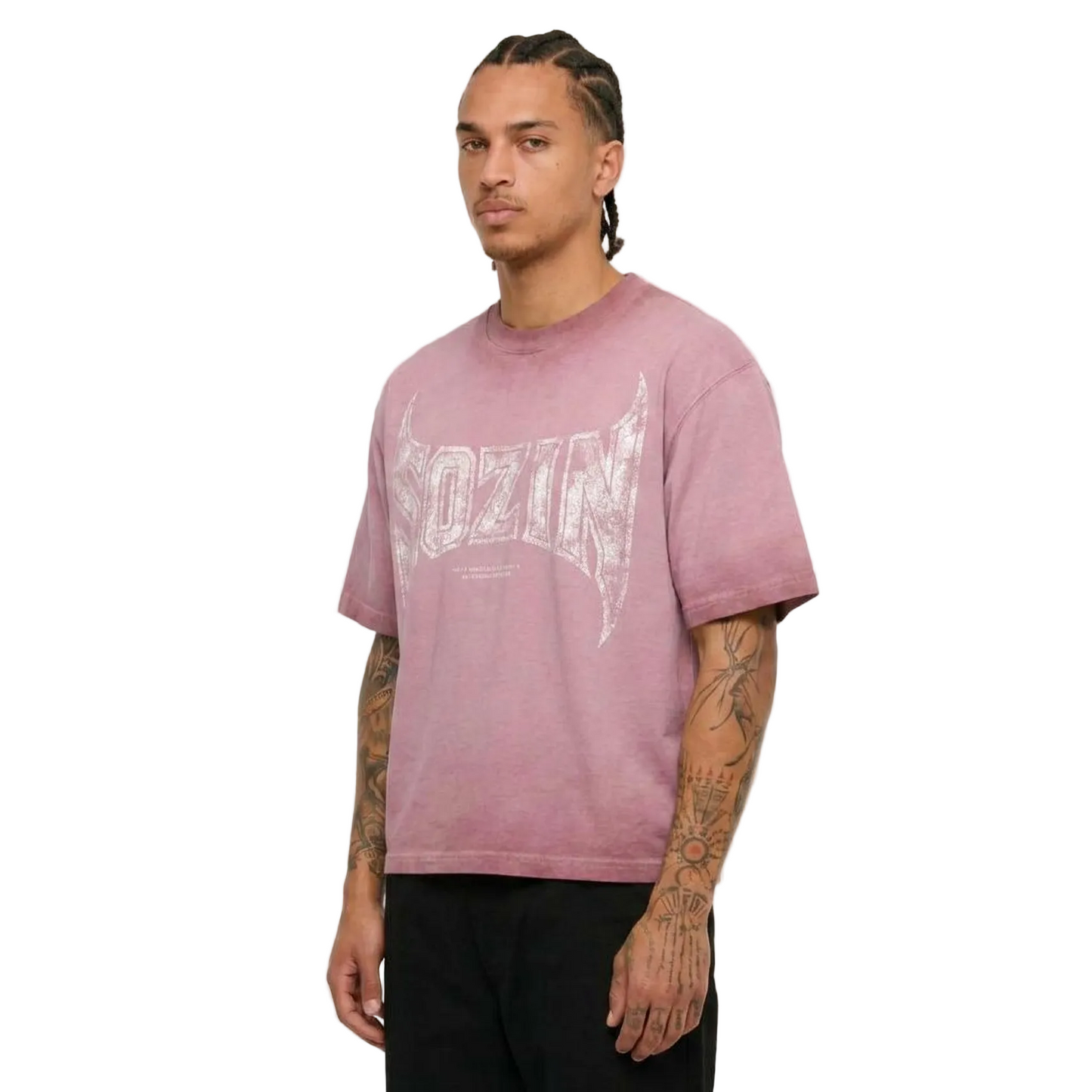 REVERSE DYED BRAND TEE - DUST PINK -