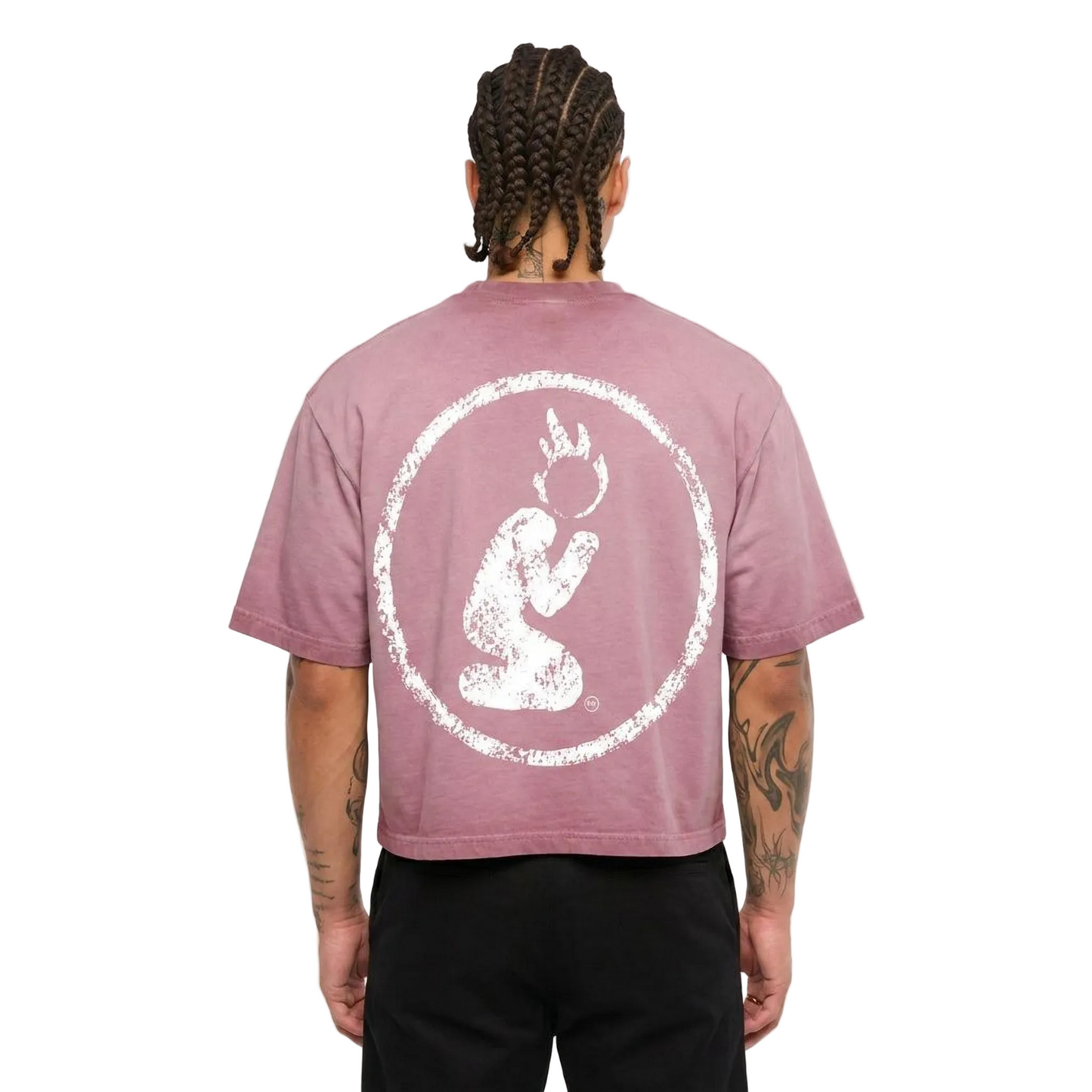 REVERSE DYED BRAND TEE - DUST PINK -