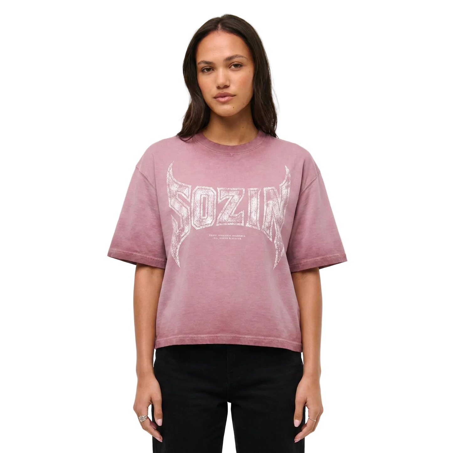 REVERSE DYED BRAND TEE - DUST PINK -