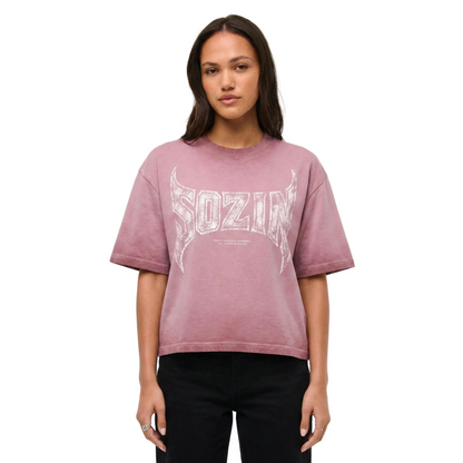 REVERSE DYED BRAND TEE - DUST PINK -