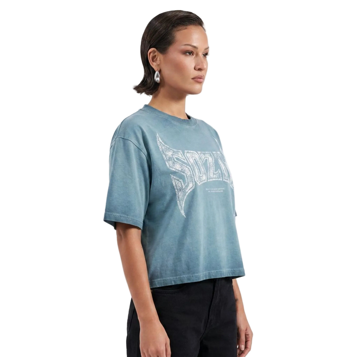 REVERSE DYED BRAND TEE - BLUE SAGE -