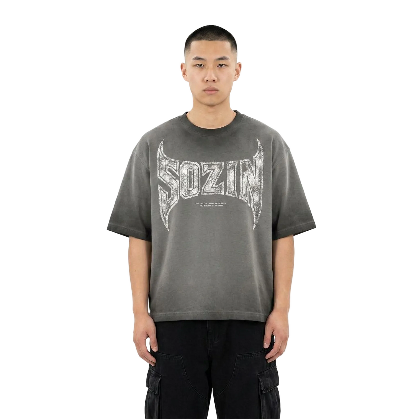 REVERSE DYED BRAND TEE - CONCRETE -