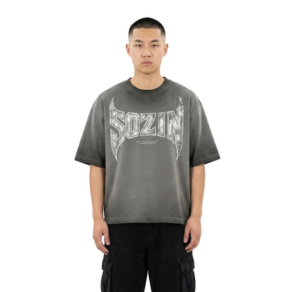 REVERSE DYED BRAND TEE - CONCRETE -