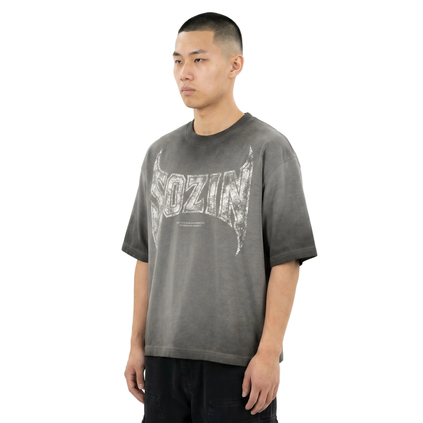 REVERSE DYED BRAND TEE - CONCRETE -
