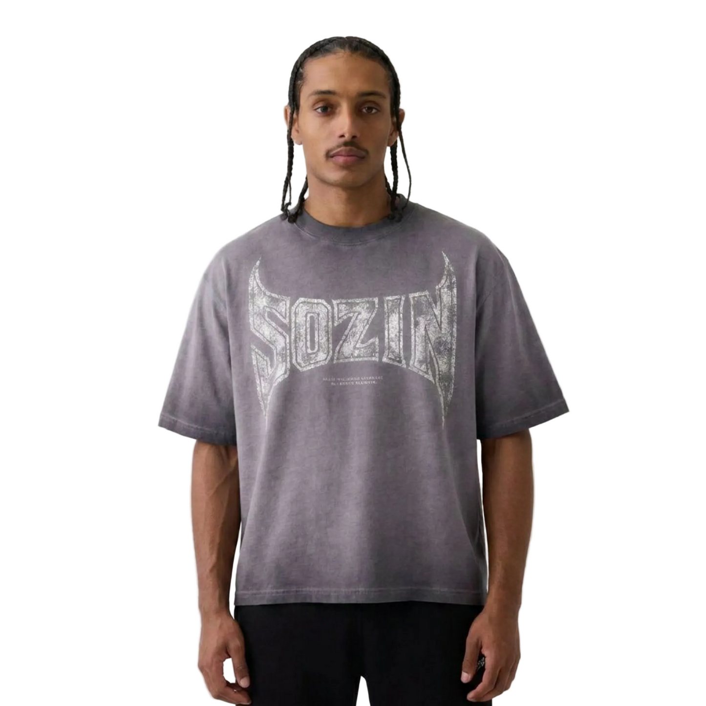REVERSE DYED BRAND TEE - ASH PURPLE -