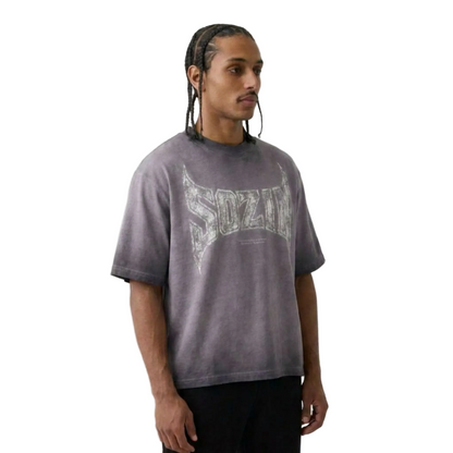 REVERSE DYED BRAND TEE - ASH PURPLE -