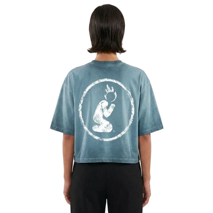 REVERSE DYED BRAND TEE - BLUE SAGE -