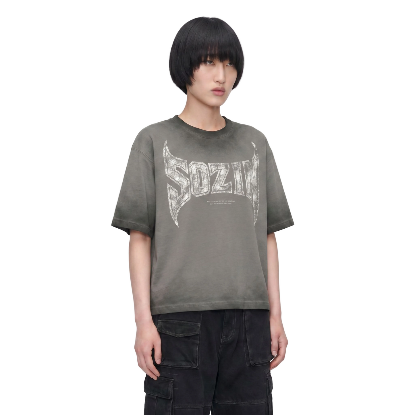 REVERSE DYED BRAND TEE - CONCRETE -