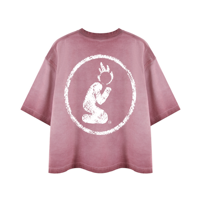 REVERSE DYED BRAND TEE - DUST PINK -
