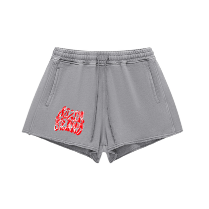 "SOZIN BRAND" Washed Raw Edge Drawstring Shorts(Red)(WOMENS)