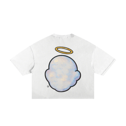 "BLESSED CLOUD" Classic Torn Boxy Tee (WHITE)(SOZIN EXCLUSIVE)
