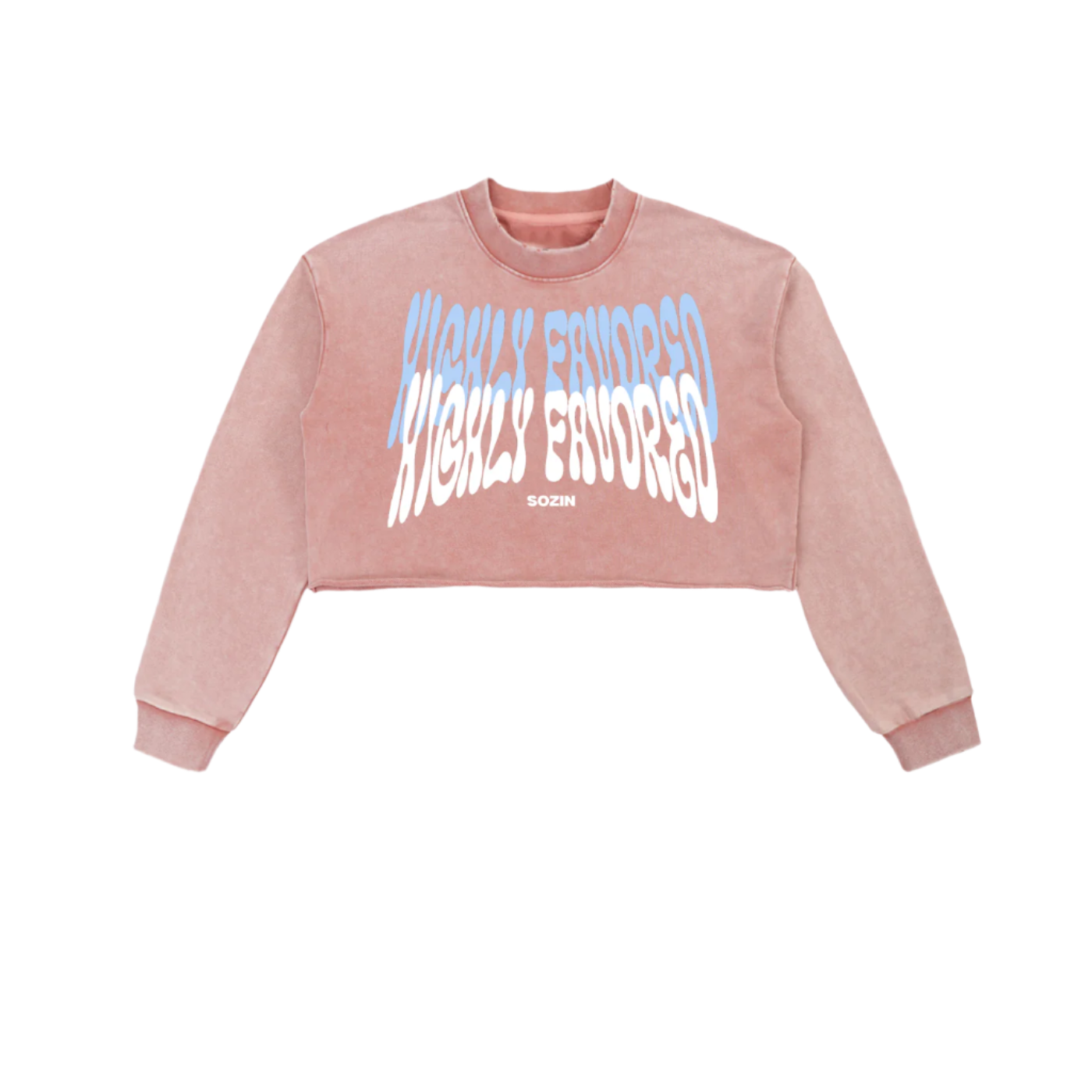 "HIGHLY FAVORED" Raw Edge Cropped Sweatshirt(WOMENS)