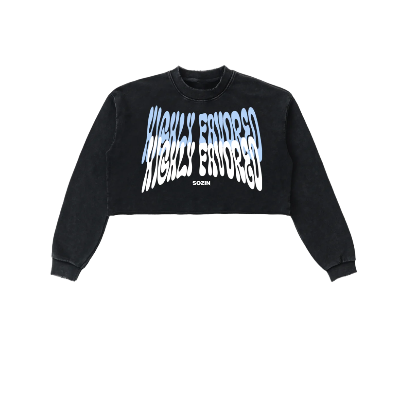 "HIGHLY FAVORED" Raw Edge Cropped Sweatshirt(WOMENS)