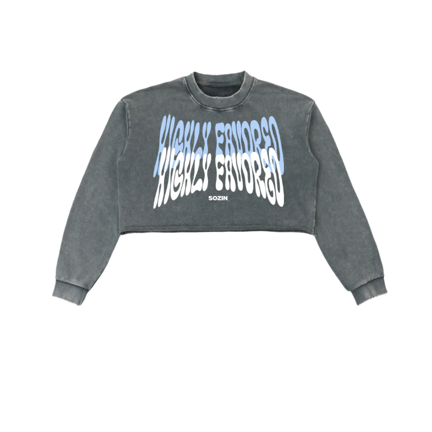 "HIGHLY FAVORED" Raw Edge Cropped Sweatshirt(WOMENS)