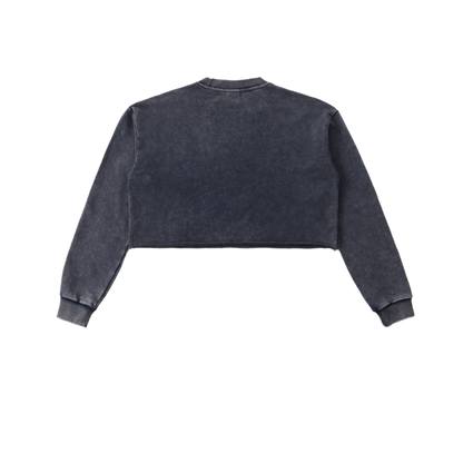 "HIGHLY FAVORED" Raw Edge Cropped Sweatshirt(WOMENS)