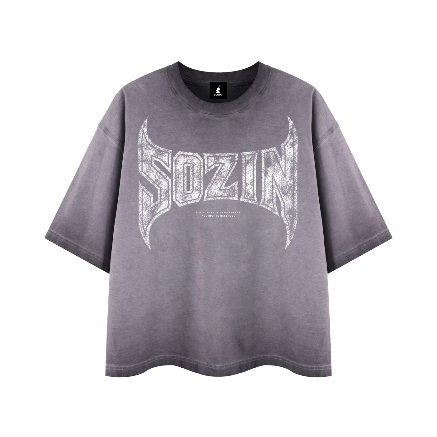 REVERSE DYED BRAND TEE - ASH PURPLE -