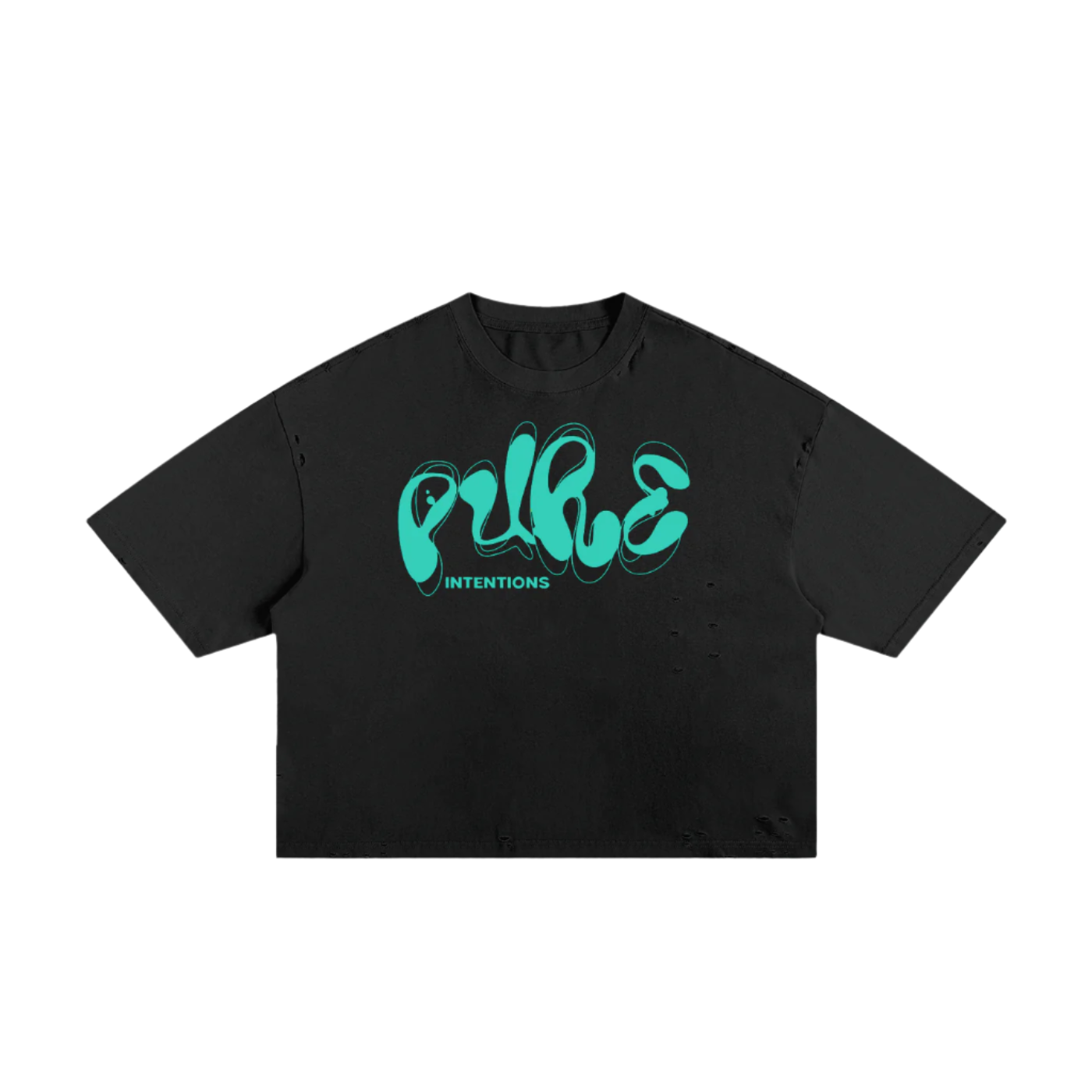 "PURE INTENTIONS" Classic Torn Boxy Tee