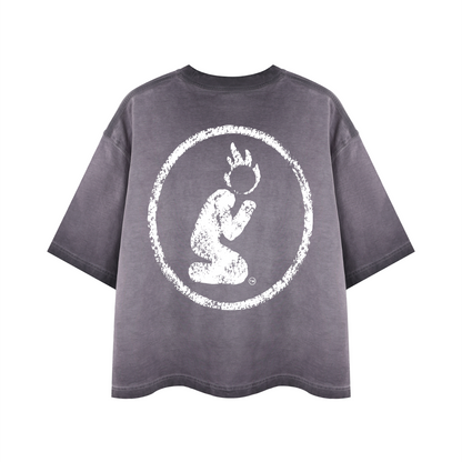 REVERSE DYED BRAND TEE - ASH PURPLE -